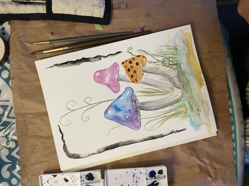 Featured image for Watercolor Painting Class:  Autumn Leaves & Woodland Mushrooms