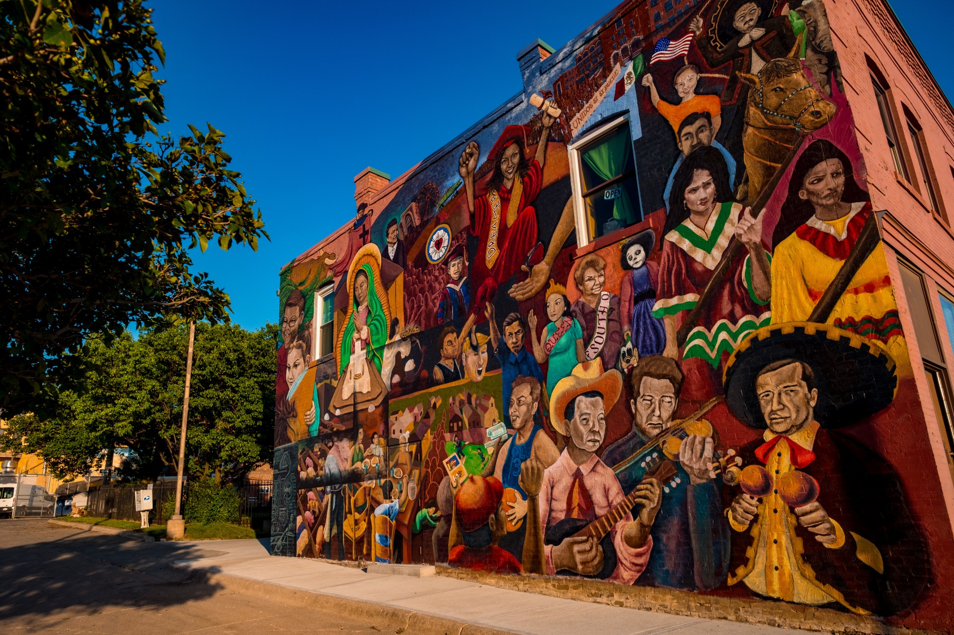 Bright and colorful mural in South Omaha, Nebraska
