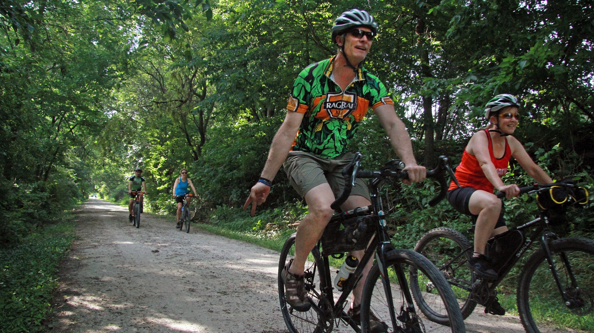 Two bikers on on the Wabash Trace Nature Trail